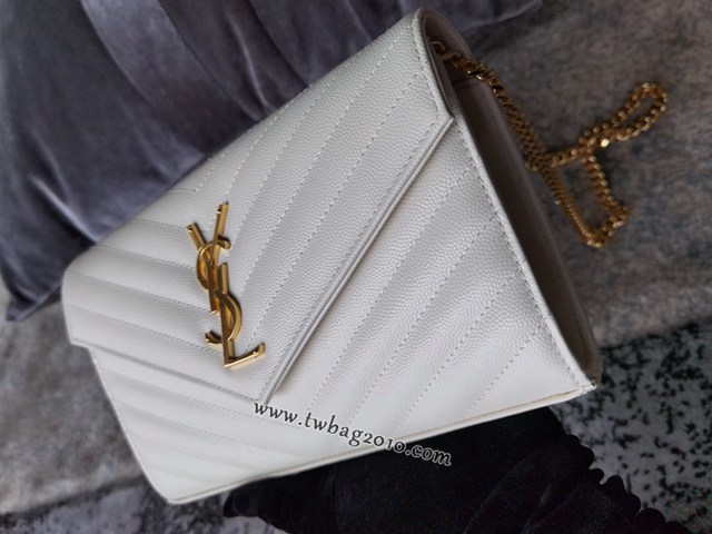 YSL专柜款女包 聖羅蘭經典款MONOGRAM魚子醬原廠皮信封包 YSL肩背斜挎包 377828  jjh1050